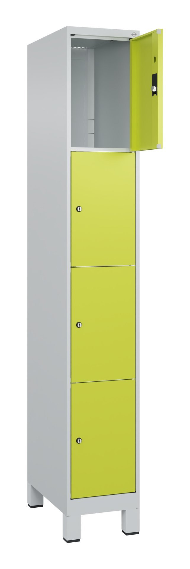 C+P Schließfachschrank Classic PLUS, Füße, 4 Fächer, 1950x300x500mm, 7035/0024 Produktbild img1 L