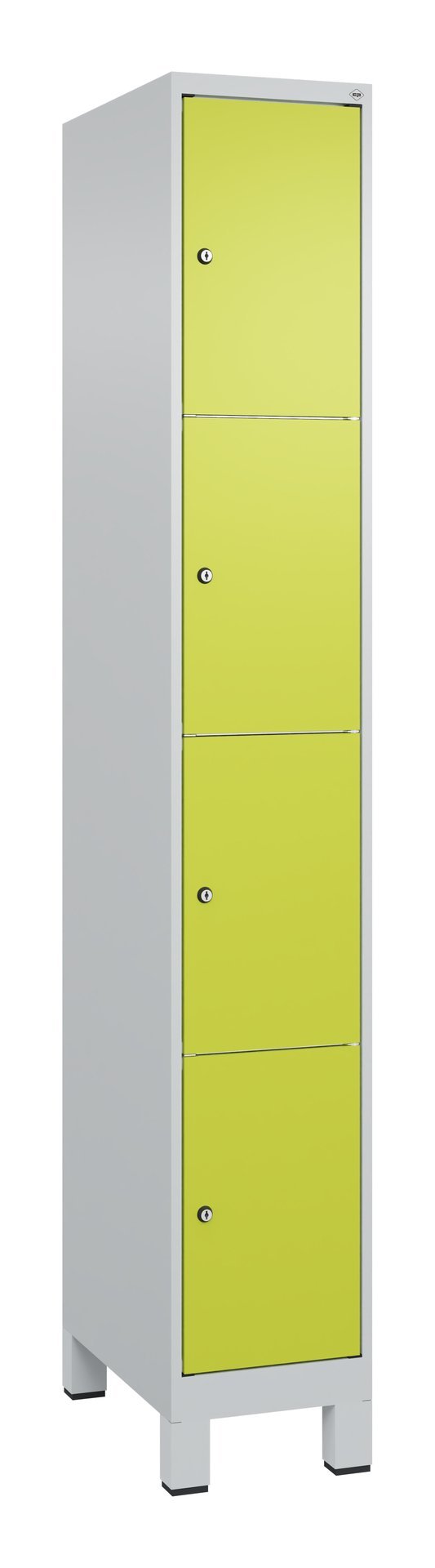 C+P Schließfachschrank Classic PLUS, Füße, 4 Fächer, 1950x300x500mm, 7035/0024 Produktbild img2 L