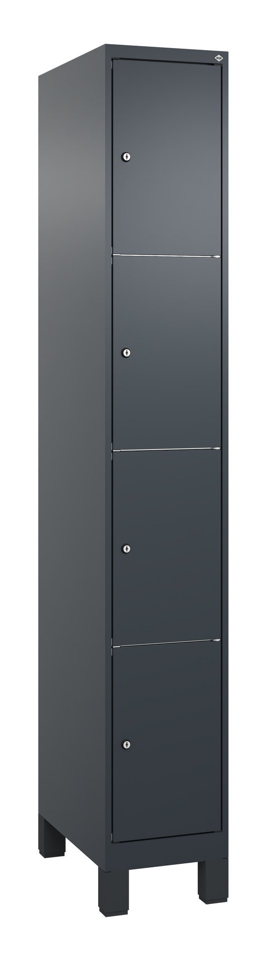 C+P Schließfachschrank Classic PLUS, Füße, 4 Fächer, 1950x300x500mm, 7016/7016 Produktbild img2 L