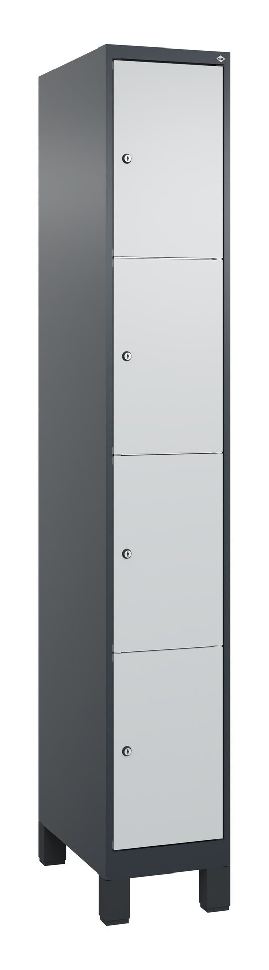 C+P Schließfachschrank Classic PLUS, Füße, 4 Fächer, 1950x300x500mm, 7016/7035 Produktbild img2 L