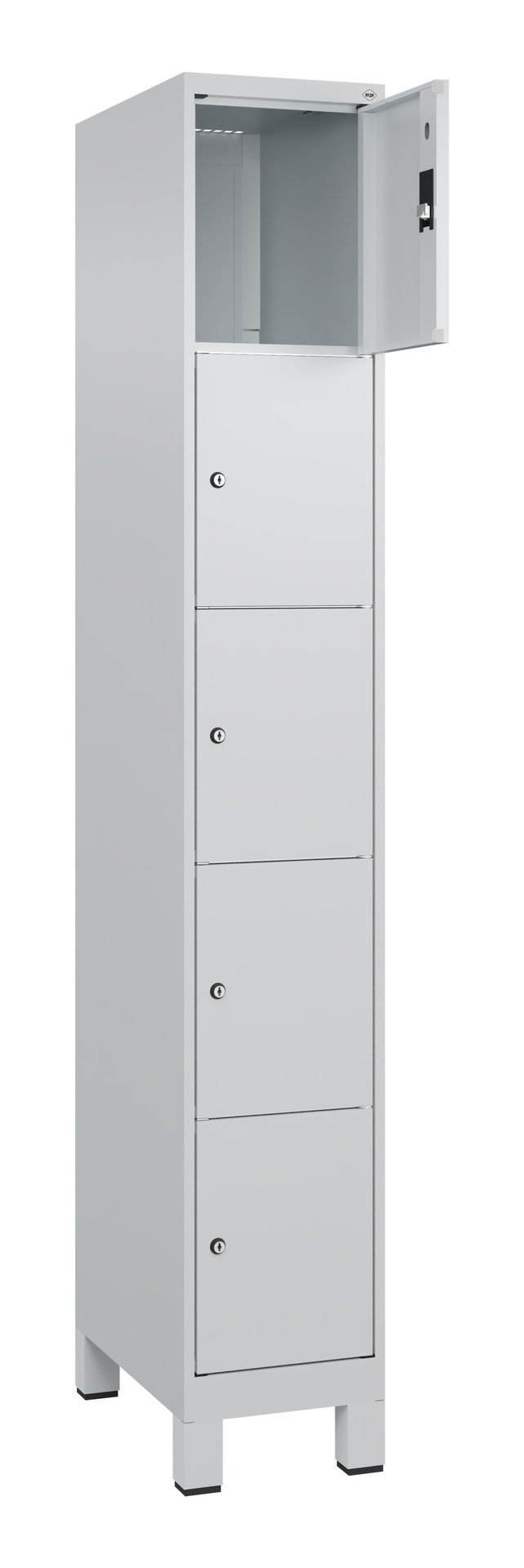 C+P Schließfachschrank Classic PLUS, Füße, 5 Fächer, 1950x300x500mm, 7035/7035 Produktbild img1 L