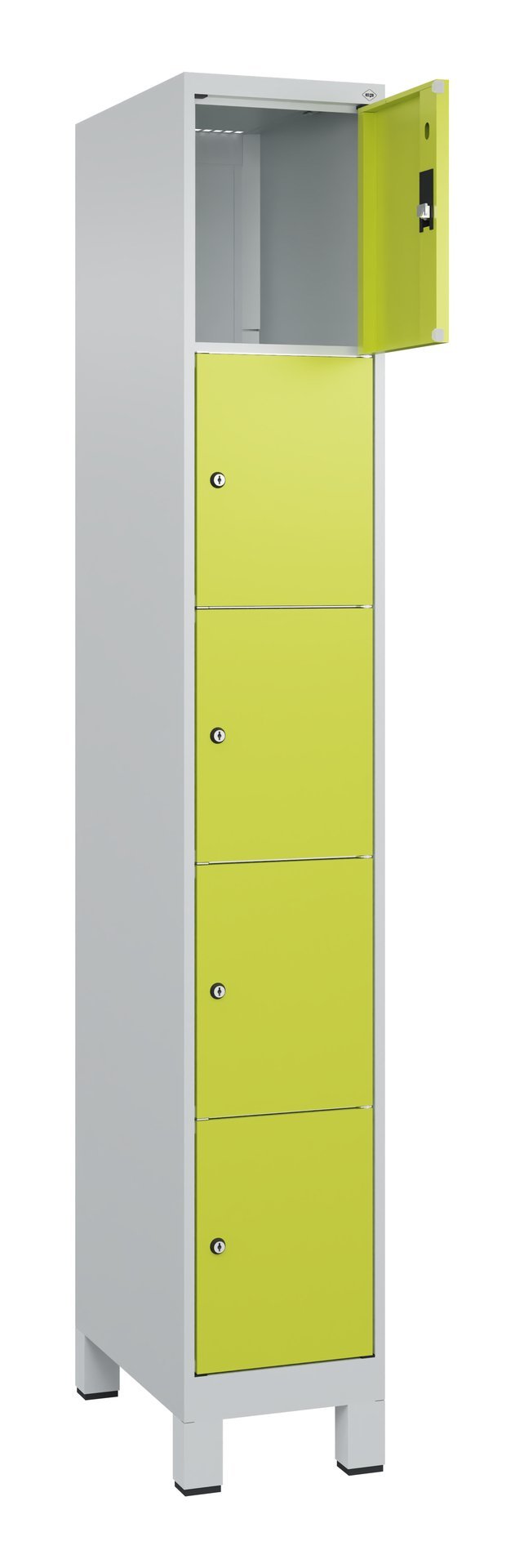 C+P Schließfachschrank Classic PLUS, Füße, 5 Fächer, 1950x300x500mm, 7035/0024 Produktbild img1 L