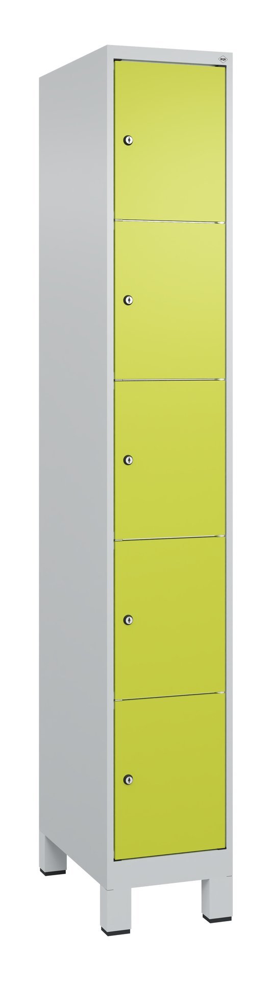 C+P Schließfachschrank Classic PLUS, Füße, 5 Fächer, 1950x300x500mm, 7035/0024 Produktbild img2 L