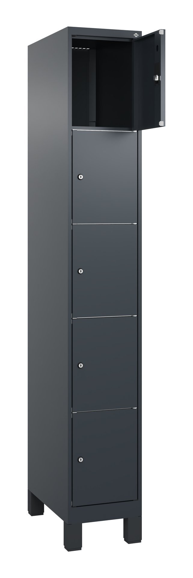 C+P Schließfachschrank Classic PLUS, Füße, 5 Fächer, 1950x300x500mm, 7016/7016 Produktbild img1 L