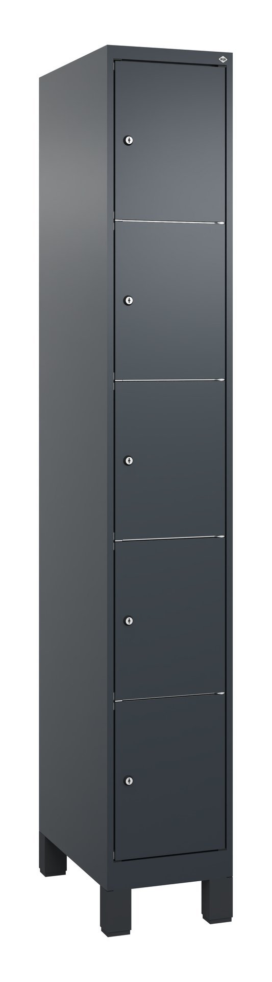 C+P Schließfachschrank Classic PLUS, Füße, 5 Fächer, 1950x300x500mm, 7016/7016 Produktbild img2 L