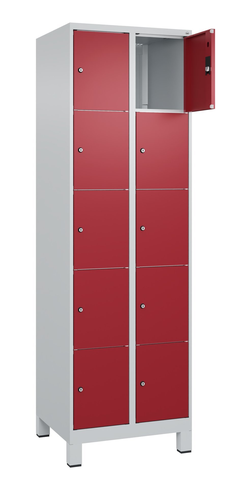 C+P Schließfachschrank Classic PLUS, Füße, 10 Fächer, 1950x600x500mm, 7035/3003 Produktbild img2 L