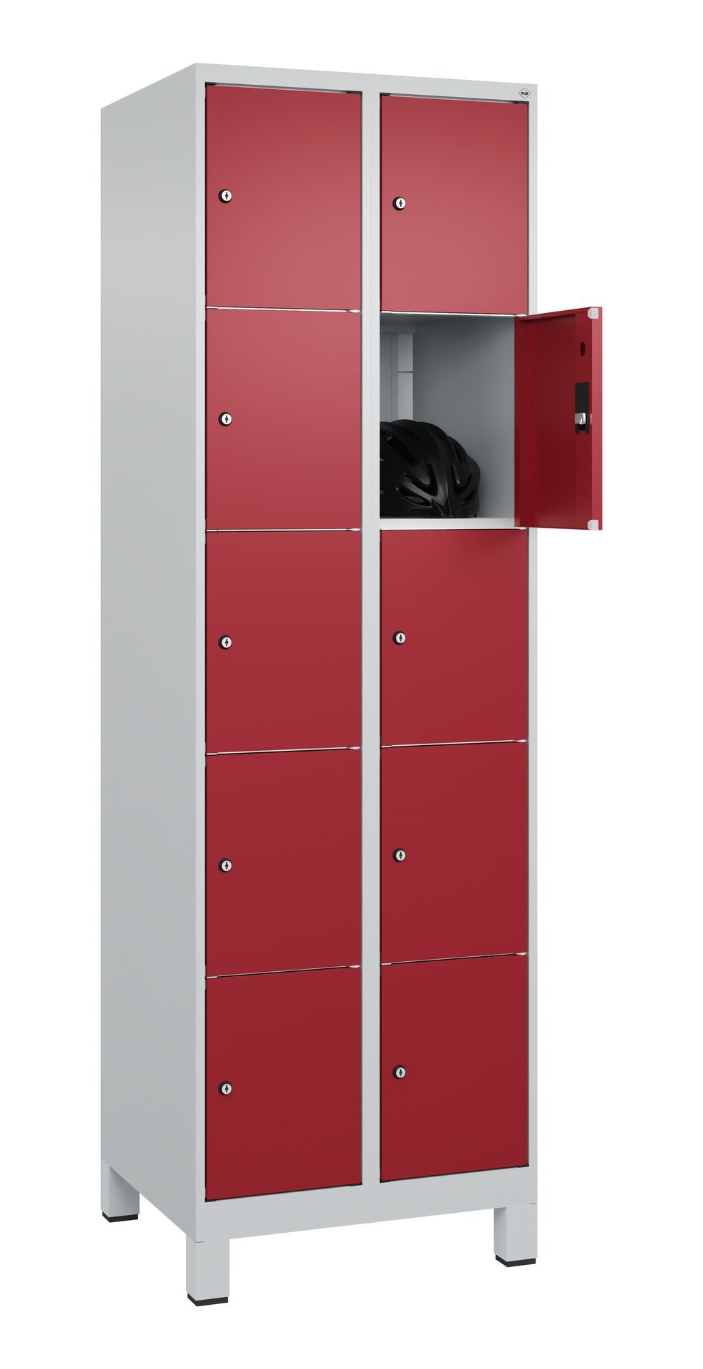 C+P Schließfachschrank Classic PLUS, Füße, 10 Fächer, 1950x600x500mm, 7035/3003 Produktbild img1 L
