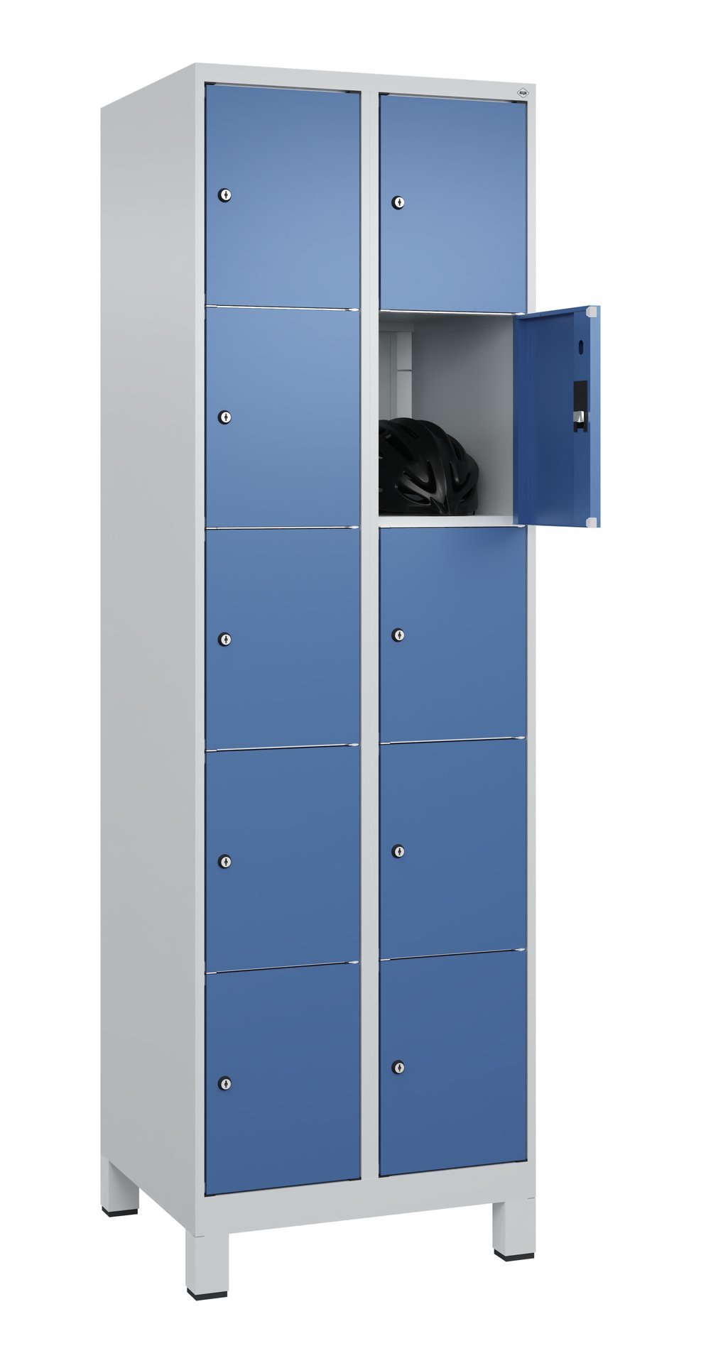 C+P Schließfachschrank Classic PLUS, Füße, 10 Fächer, 1950x600x500mm, 7035/5023 Produktbild img1 L