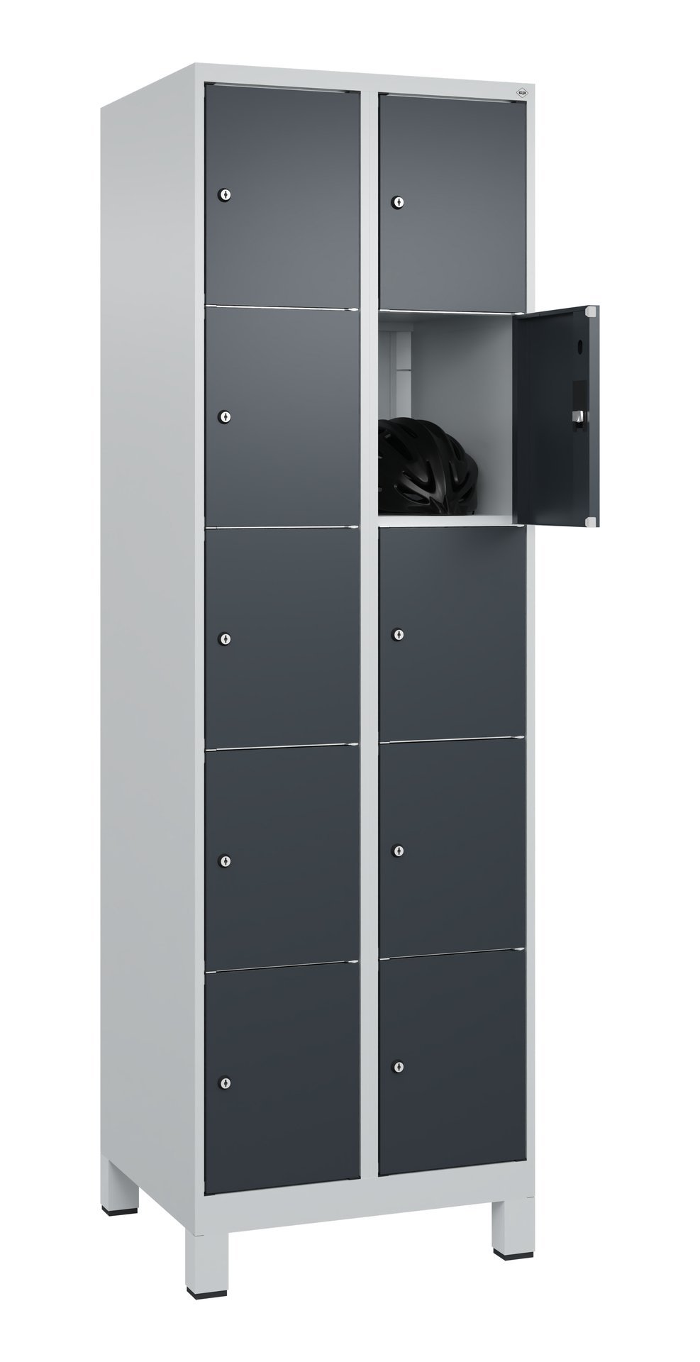 C+P Schließfachschrank Classic PLUS, Füße, 10 Fächer, 1950x600x500mm, 7035/7016 Produktbild img1 L