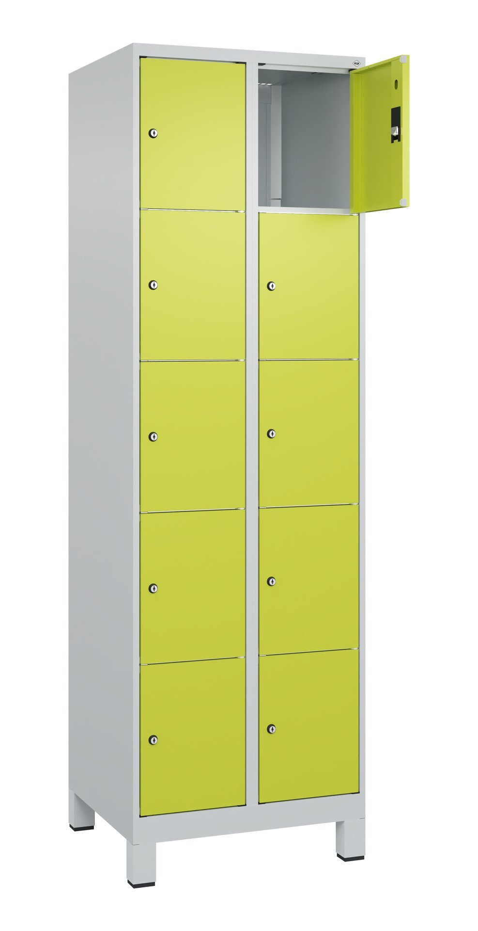 C+P Schließfachschrank Classic PLUS, Füße, 10 Fächer, 1950x600x500mm, 7035/0024 Produktbild img2 L