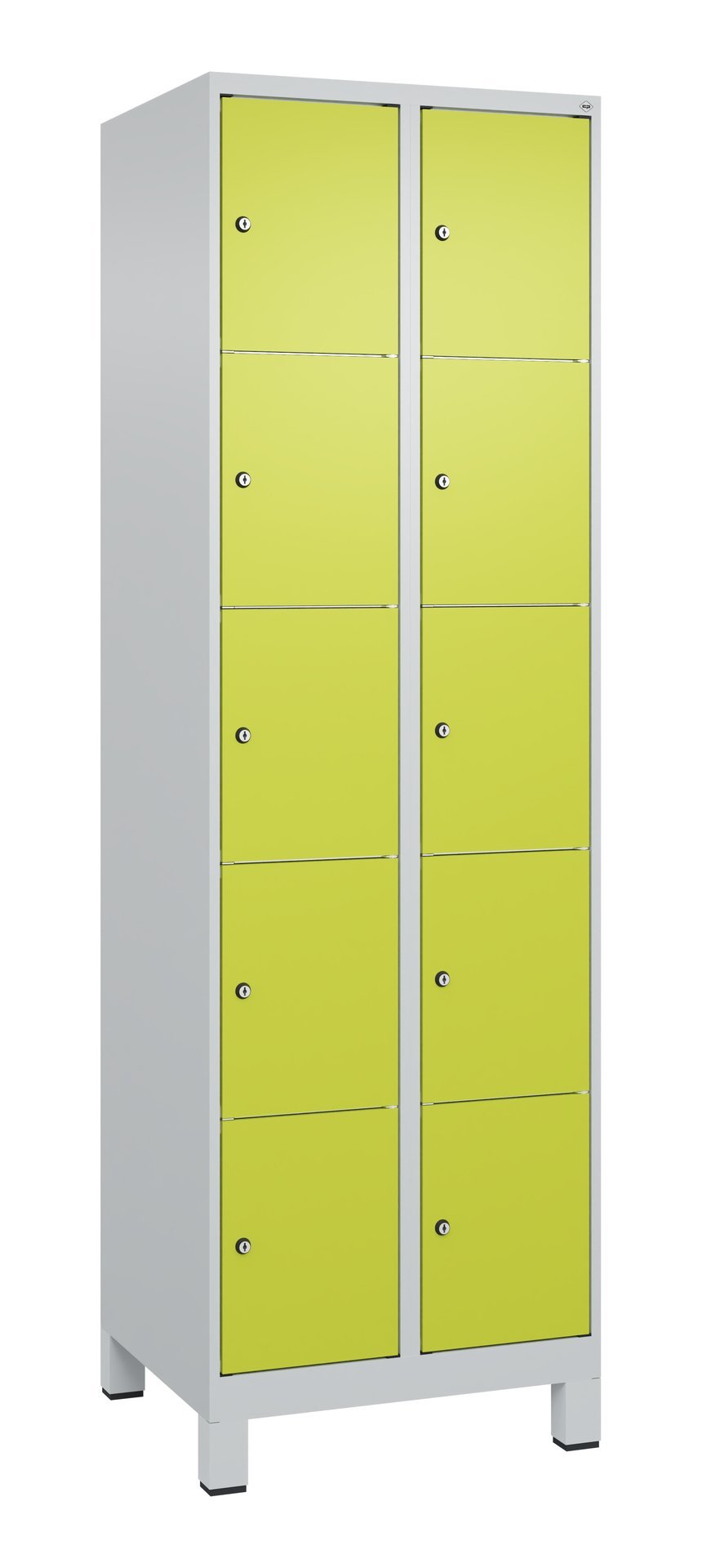 C+P Schließfachschrank Classic PLUS, Füße, 10 Fächer, 1950x600x500mm, 7035/0024 Produktbild img3 L
