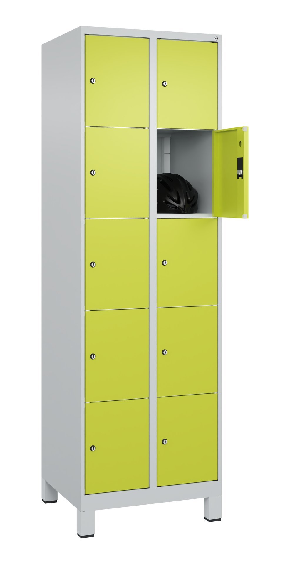 C+P Schließfachschrank Classic PLUS, Füße, 10 Fächer, 1950x600x500mm, 7035/0024 Produktbild img1 L