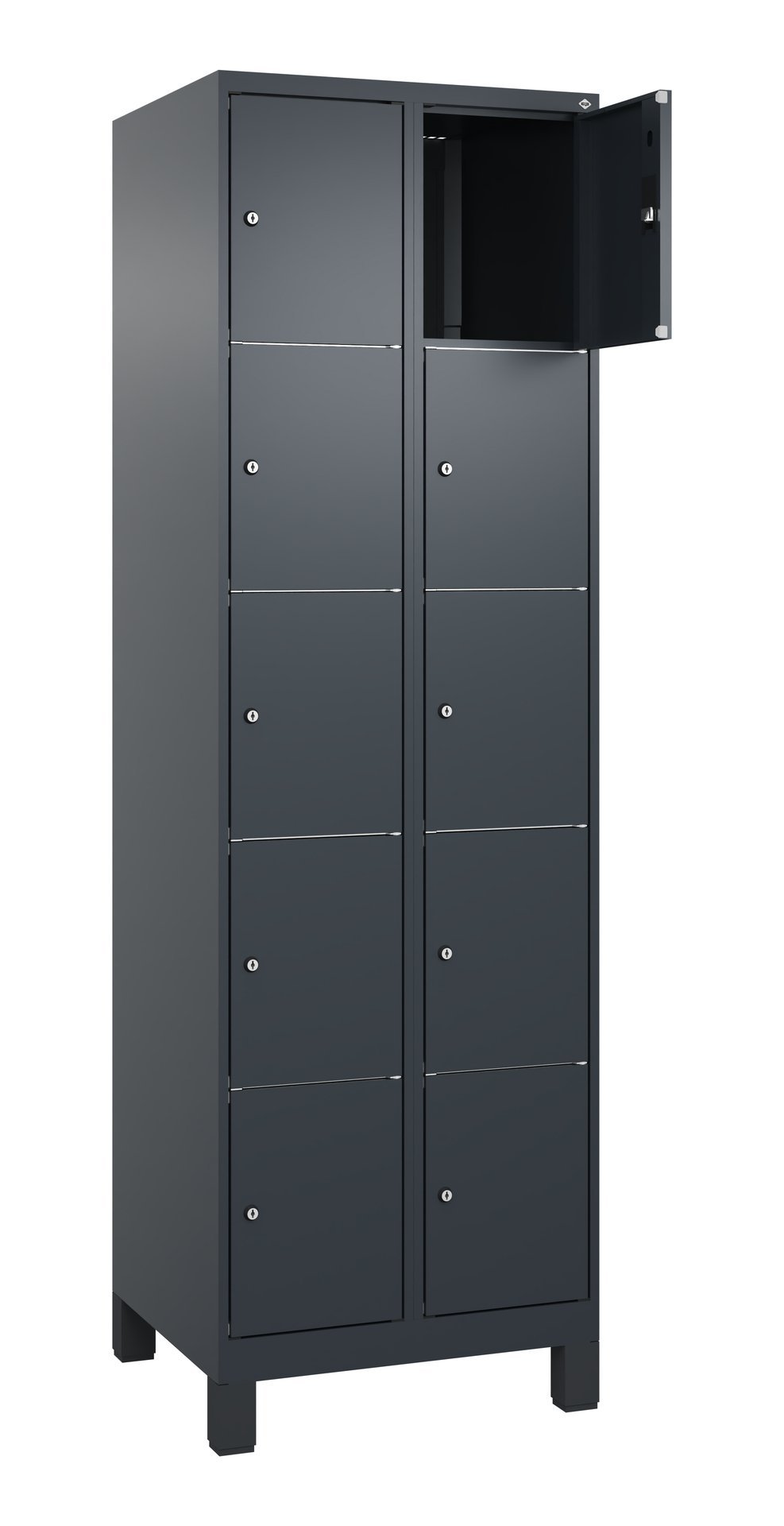 C+P Schließfachschrank Classic PLUS, Füße, 10 Fächer, 1950x600x500mm, 7016/7016 Produktbild img2 L