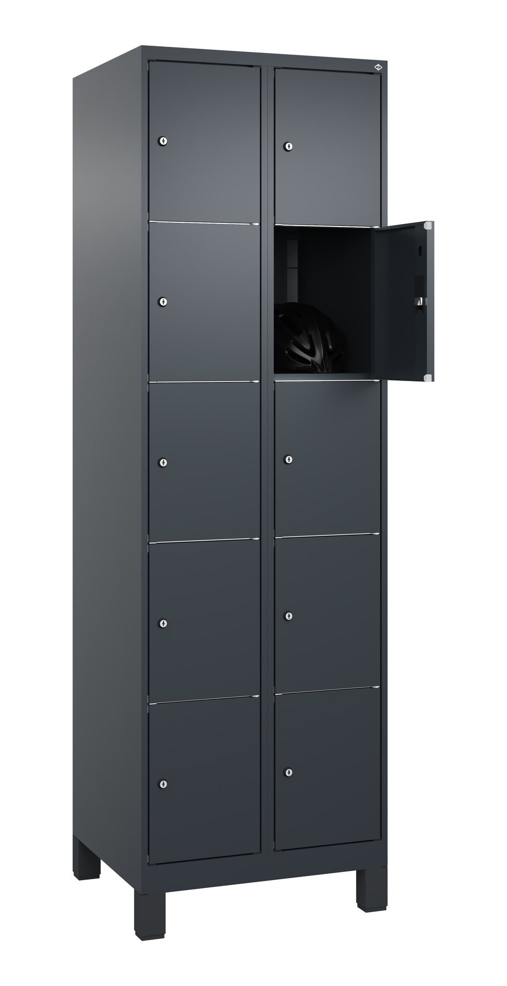 C+P Schließfachschrank Classic PLUS, Füße, 10 Fächer, 1950x600x500mm, 7016/7016 Produktbild img1 L