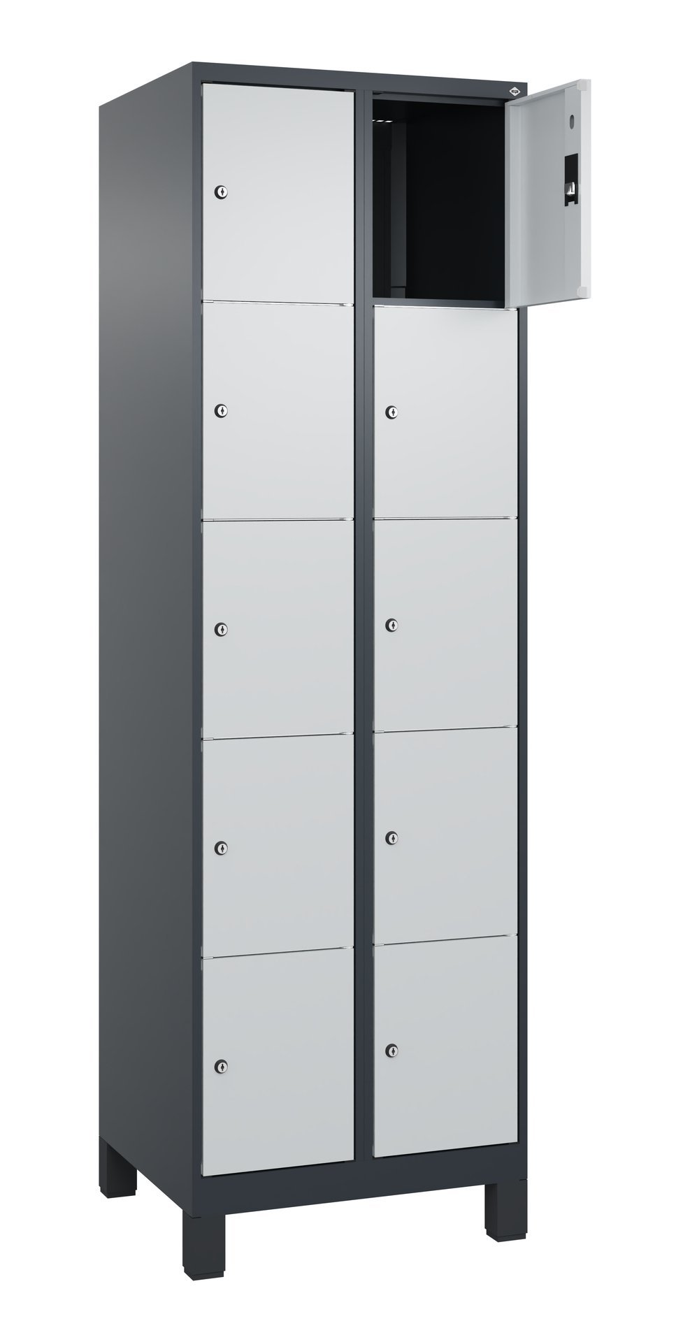 C+P Schließfachschrank Classic PLUS, Füße, 10 Fächer, 1950x600x500mm, 7016/7035 Produktbild img2 L