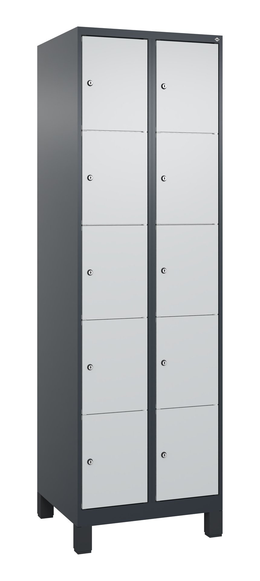C+P Schließfachschrank Classic PLUS, Füße, 10 Fächer, 1950x600x500mm, 7016/7035 Produktbild img3 L