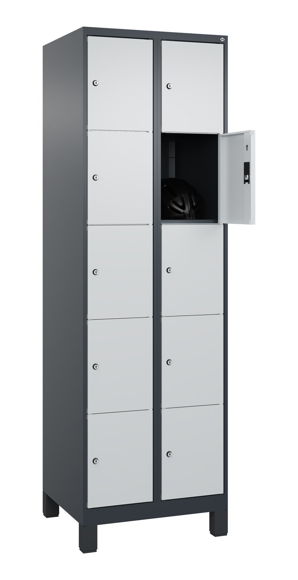 C+P Schließfachschrank Classic PLUS, Füße, 10 Fächer, 1950x600x500mm, 7016/7035 Produktbild img1 L