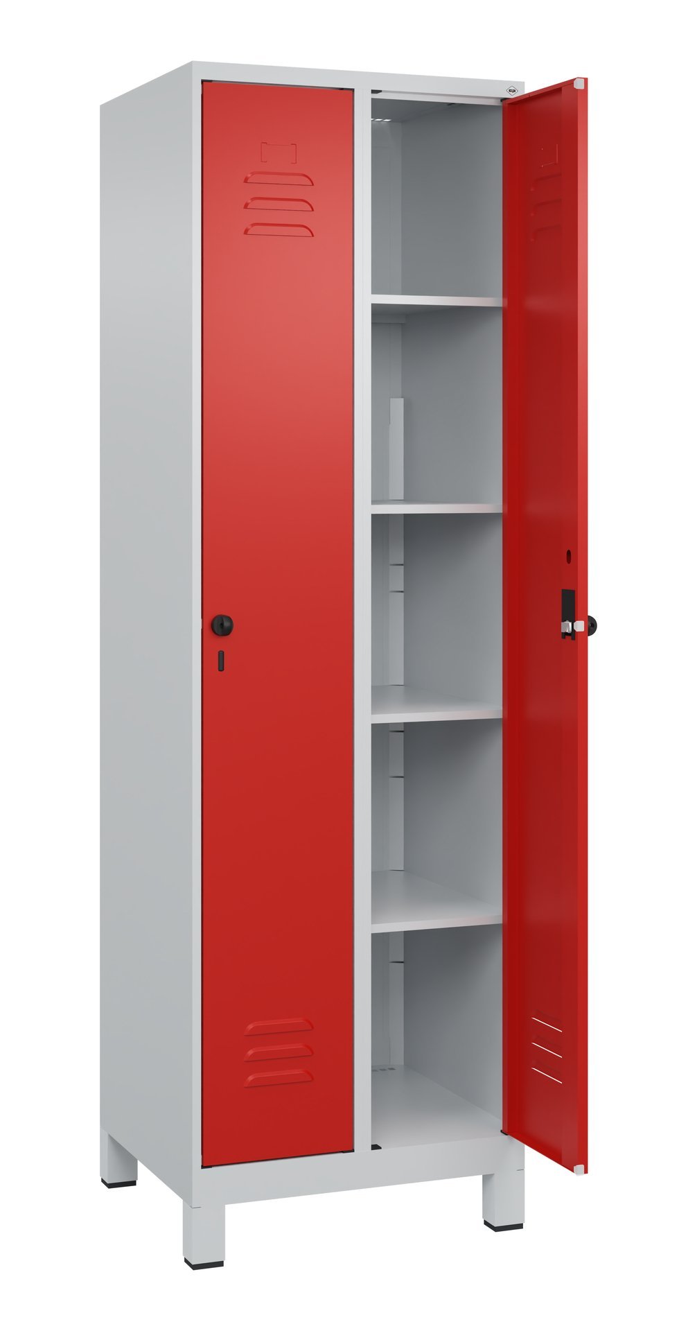 C+P Wäsche-Spind Classic PLUS, Füße, 2 Abteile, 1950x600x500mm, 7035/3020 Produktbild img2 L