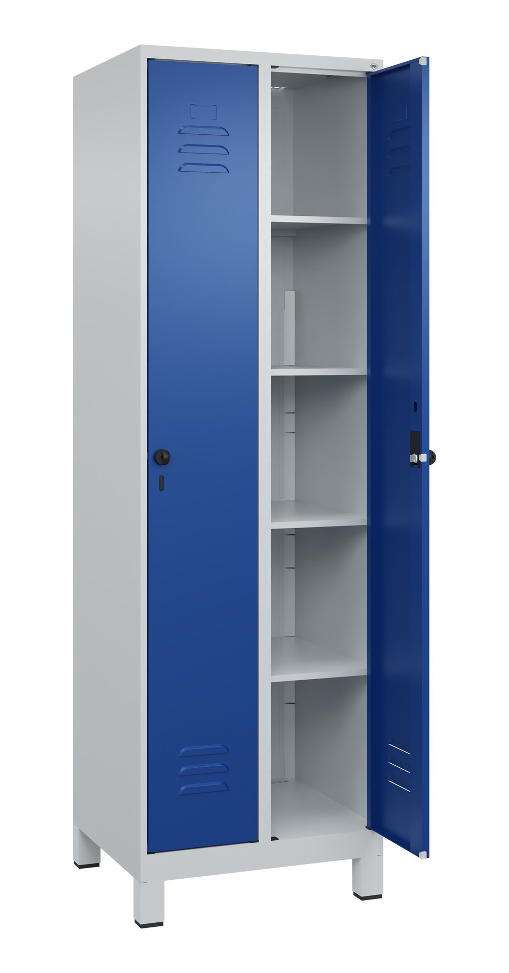 C+P Wäsche-Spind Classic PLUS, Füße, 2 Abteile, 1950x600x500mm, 7035/5010 Produktbild img2 L