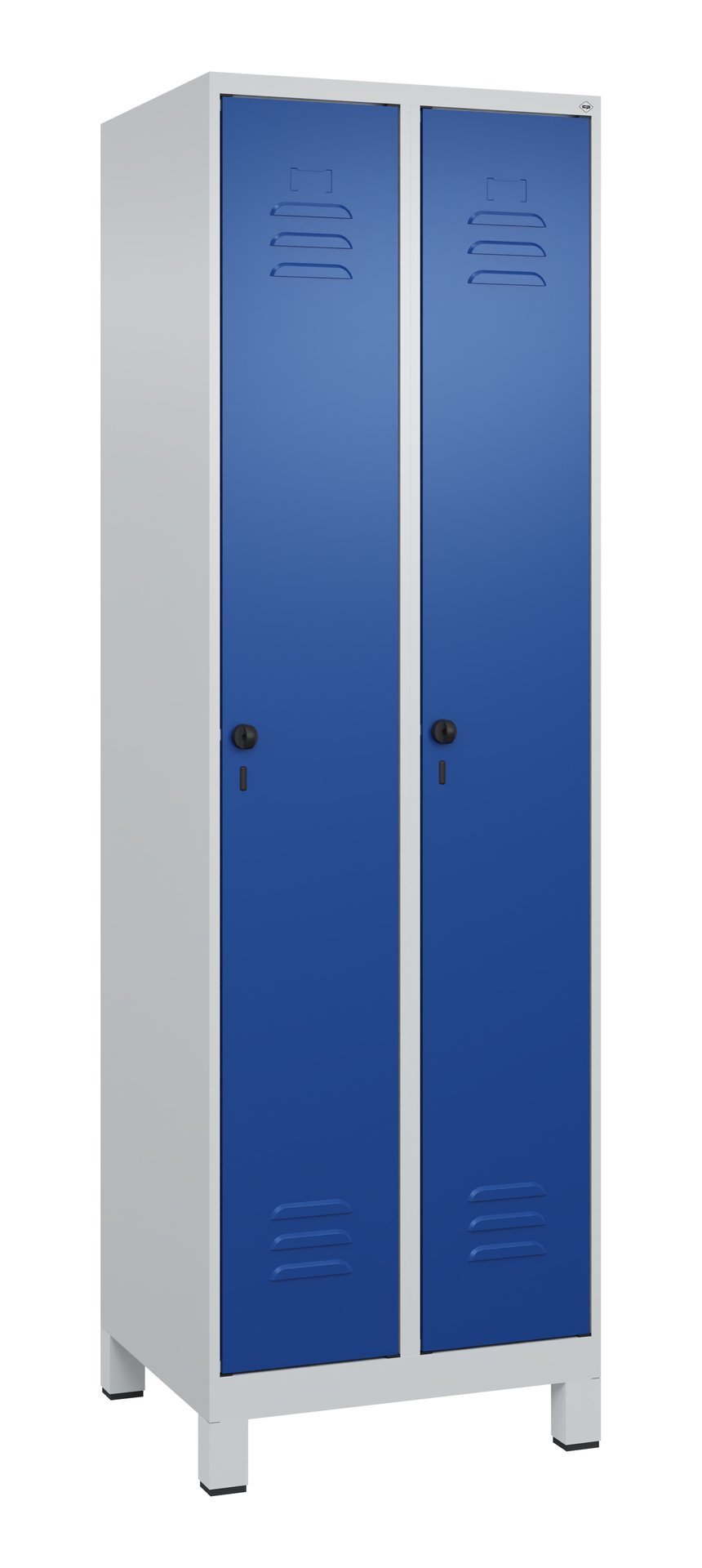 C+P Wäsche-Spind Classic PLUS, Füße, 2 Abteile, 1950x600x500mm, 7035/5010 Produktbild img3 L