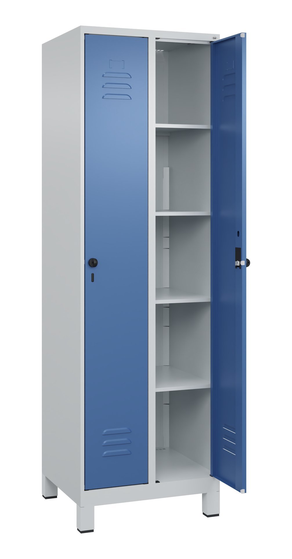 C+P Wäsche-Spind Classic PLUS, Füße, 2 Abteile, 1950x600x500mm, 7035/5023 Produktbild img1 L