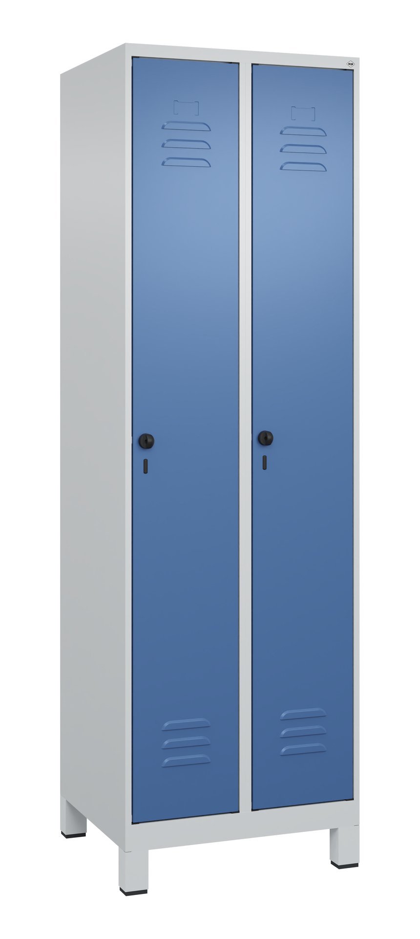 C+P Wäsche-Spind Classic PLUS, Füße, 2 Abteile, 1950x600x500mm, 7035/5023 Produktbild img2 L