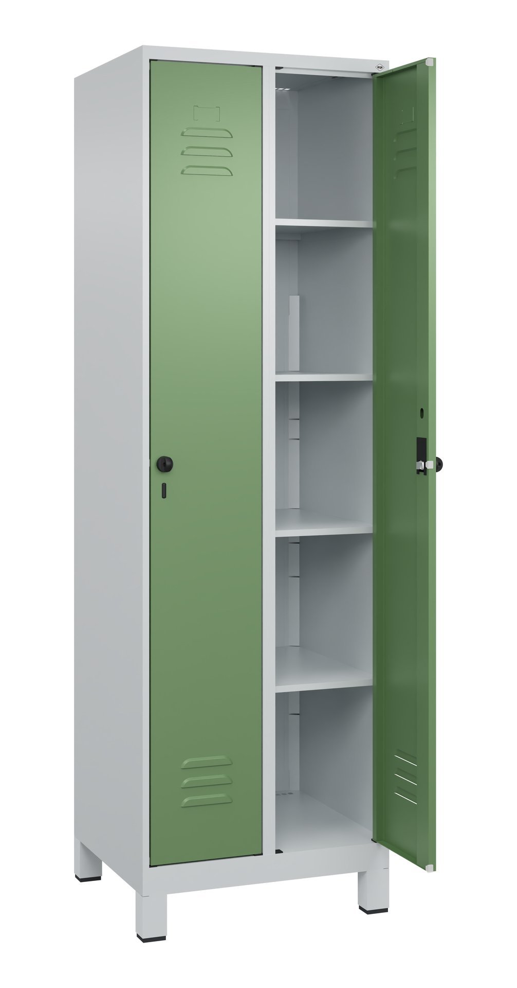 C+P Wäsche-Spind Classic PLUS, Füße, 2 Abteile, 1950x600x500mm, 7035/6011 Produktbild img1 L