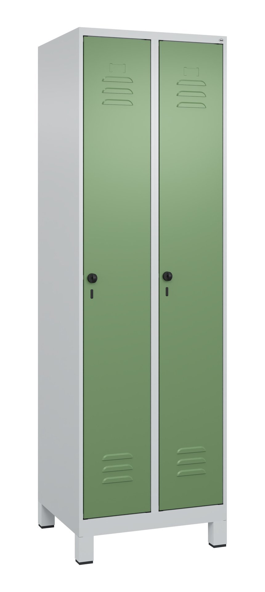 C+P Wäsche-Spind Classic PLUS, Füße, 2 Abteile, 1950x600x500mm, 7035/6011 Produktbild img2 L