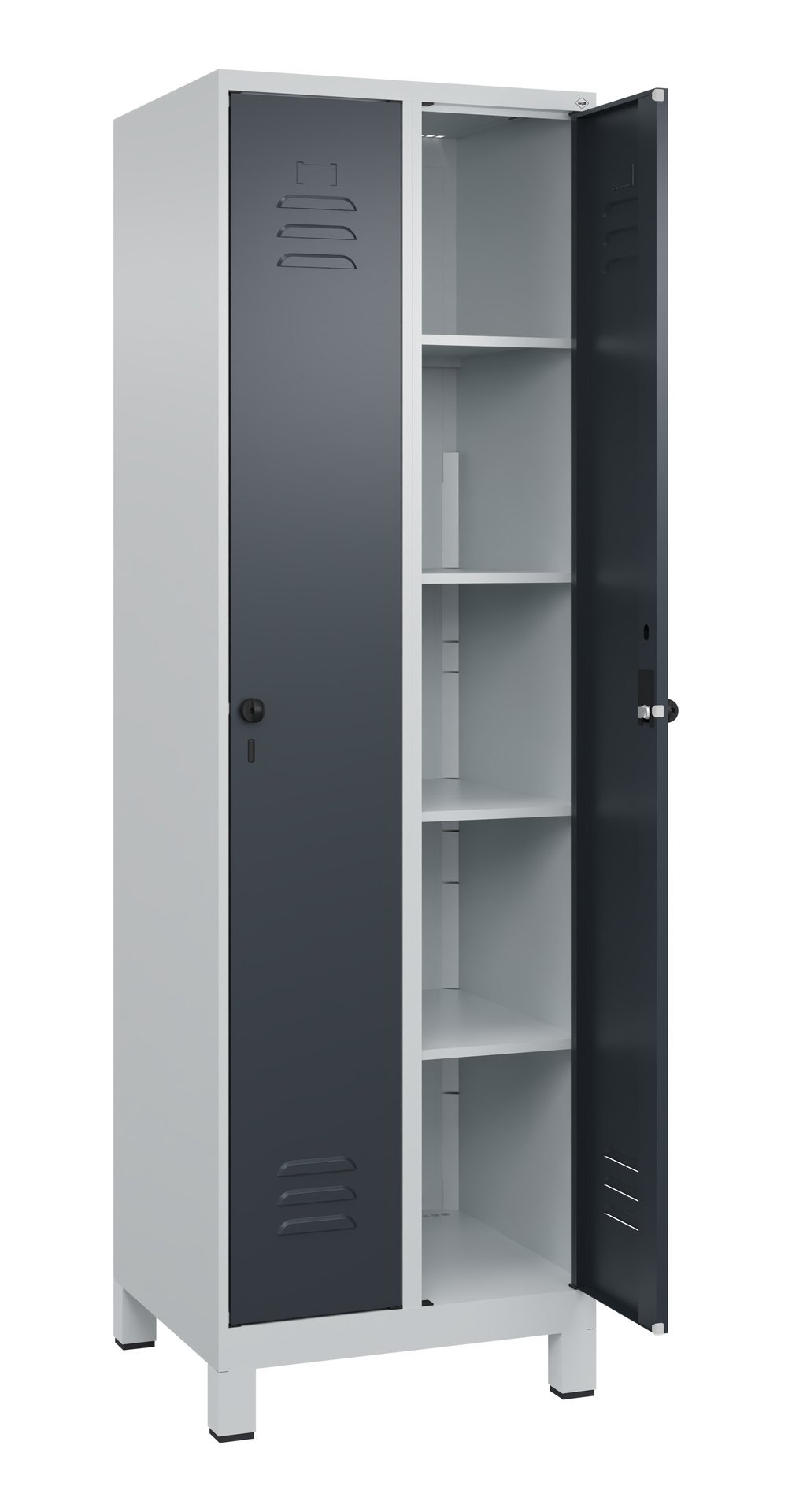 C+P Wäsche-Spind Classic PLUS, Füße, 2 Abteile, 1950x600x500mm, 7035/7016 Produktbild img2 L