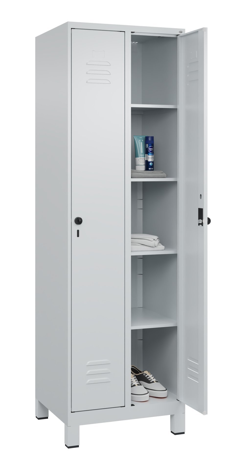 C+P Wäsche-Spind Classic PLUS, Füße, 2 Abteile, 1950x600x500mm, 7035/7035 Produktbild img1 L