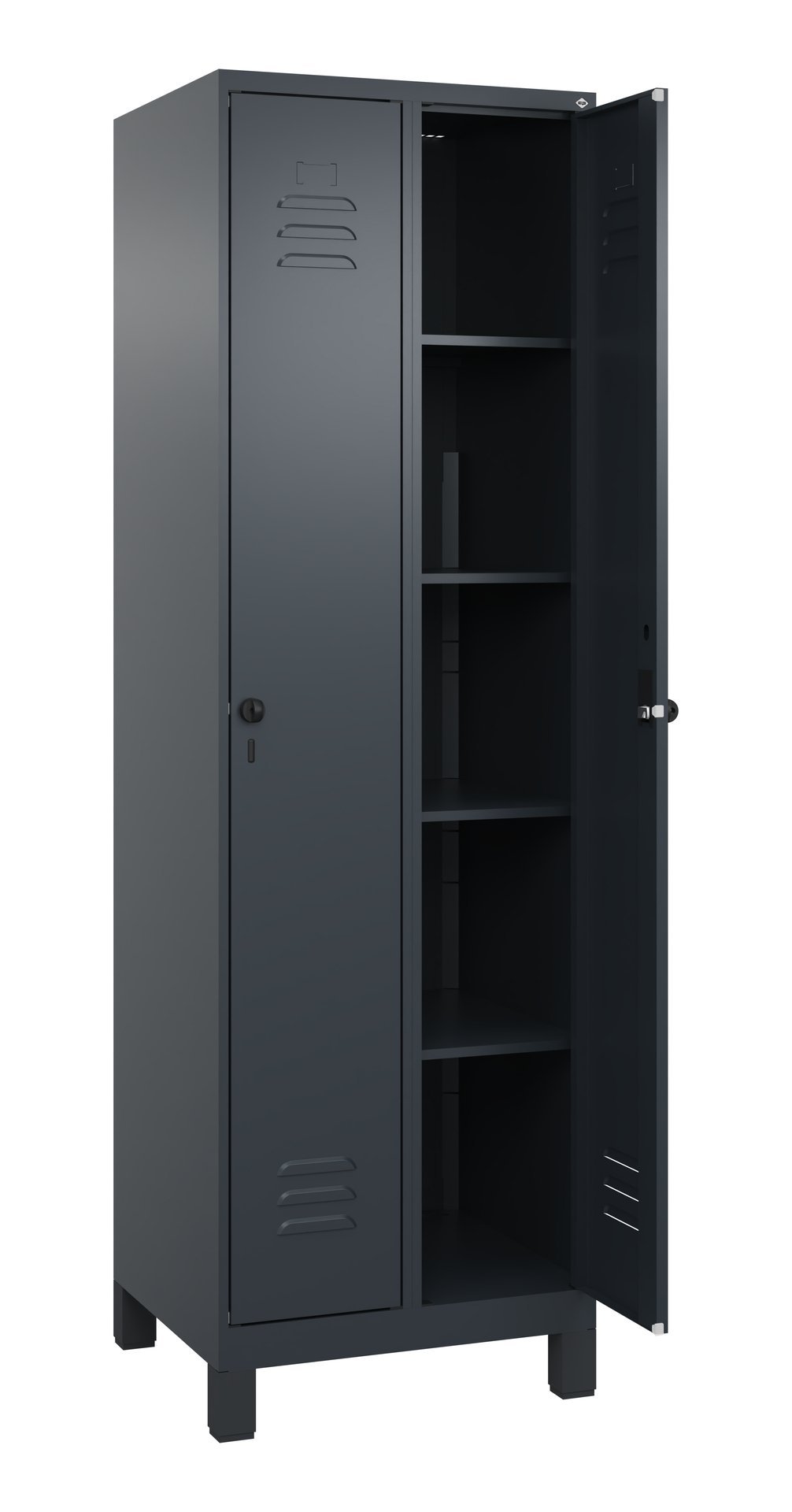 C+P Wäsche-Spind Classic PLUS, Füße, 2 Abteile, 1950x600x500mm, 7016/7016 Produktbild img1 L