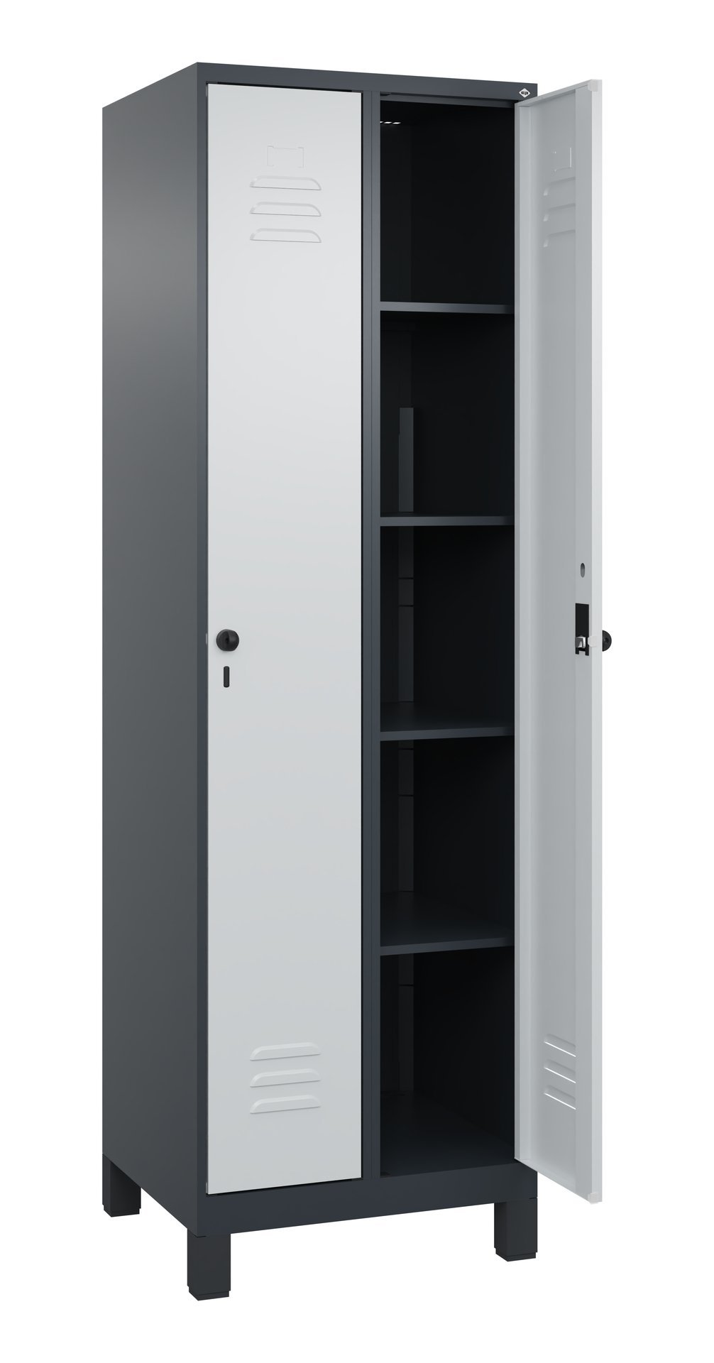 C+P Wäsche-Spind Classic PLUS, Füße, 2 Abteile, 1950x600x500mm, 7016/7035 Produktbild img1 L