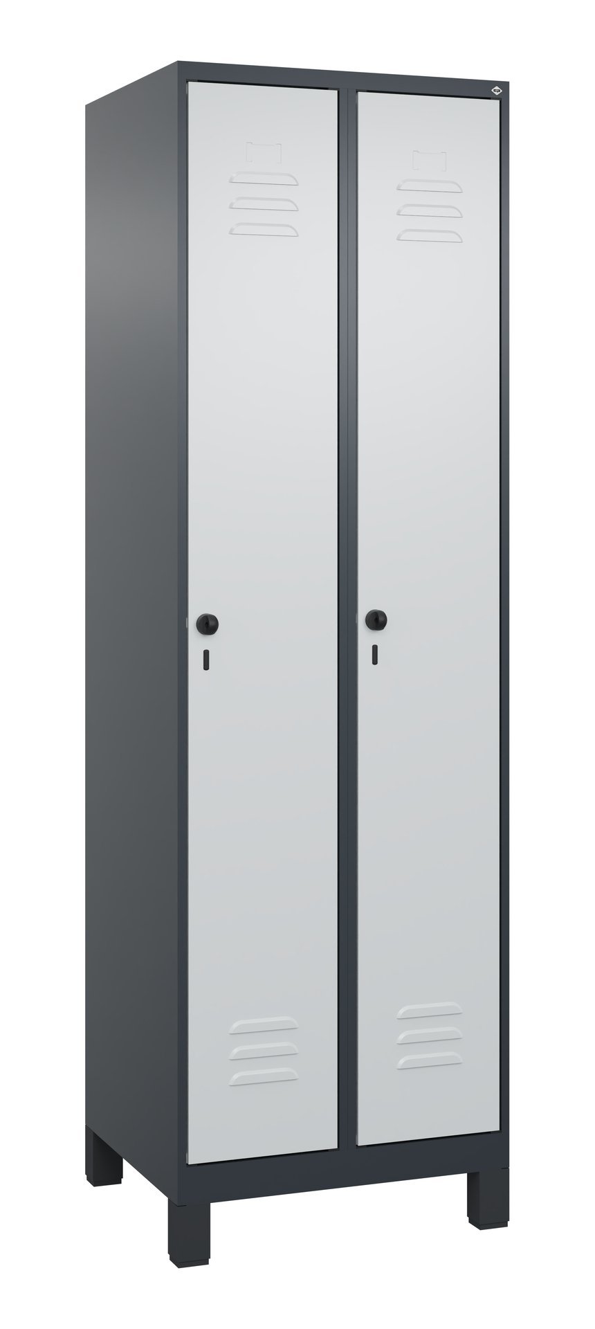 C+P Wäsche-Spind Classic PLUS, Füße, 2 Abteile, 1950x600x500mm, 7016/7035 Produktbild img2 L