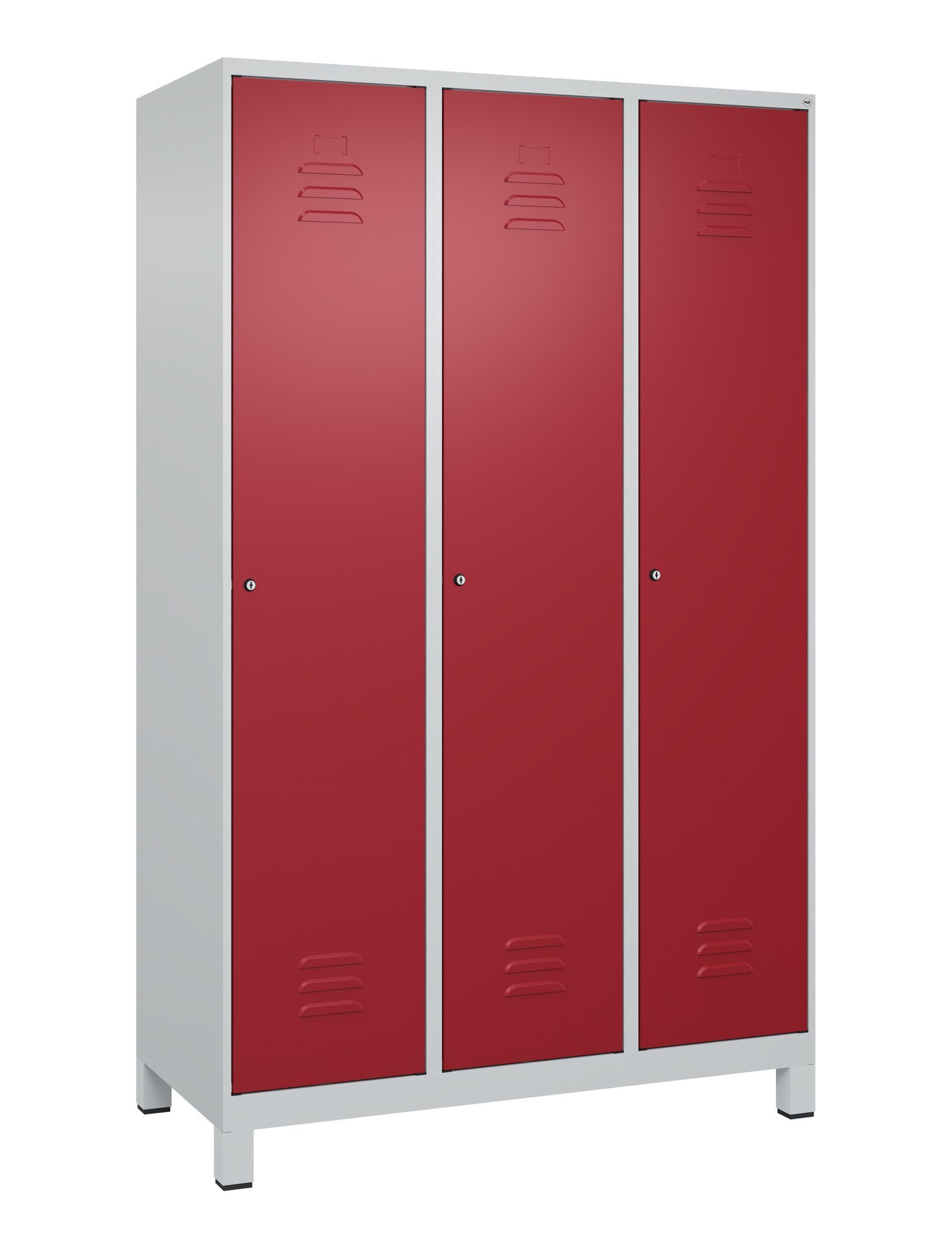 C+P Spind Classic PLUS, Füße, 3 Abteile, 1950x1200x500mm, 7035/3003 Produktbild img2 L