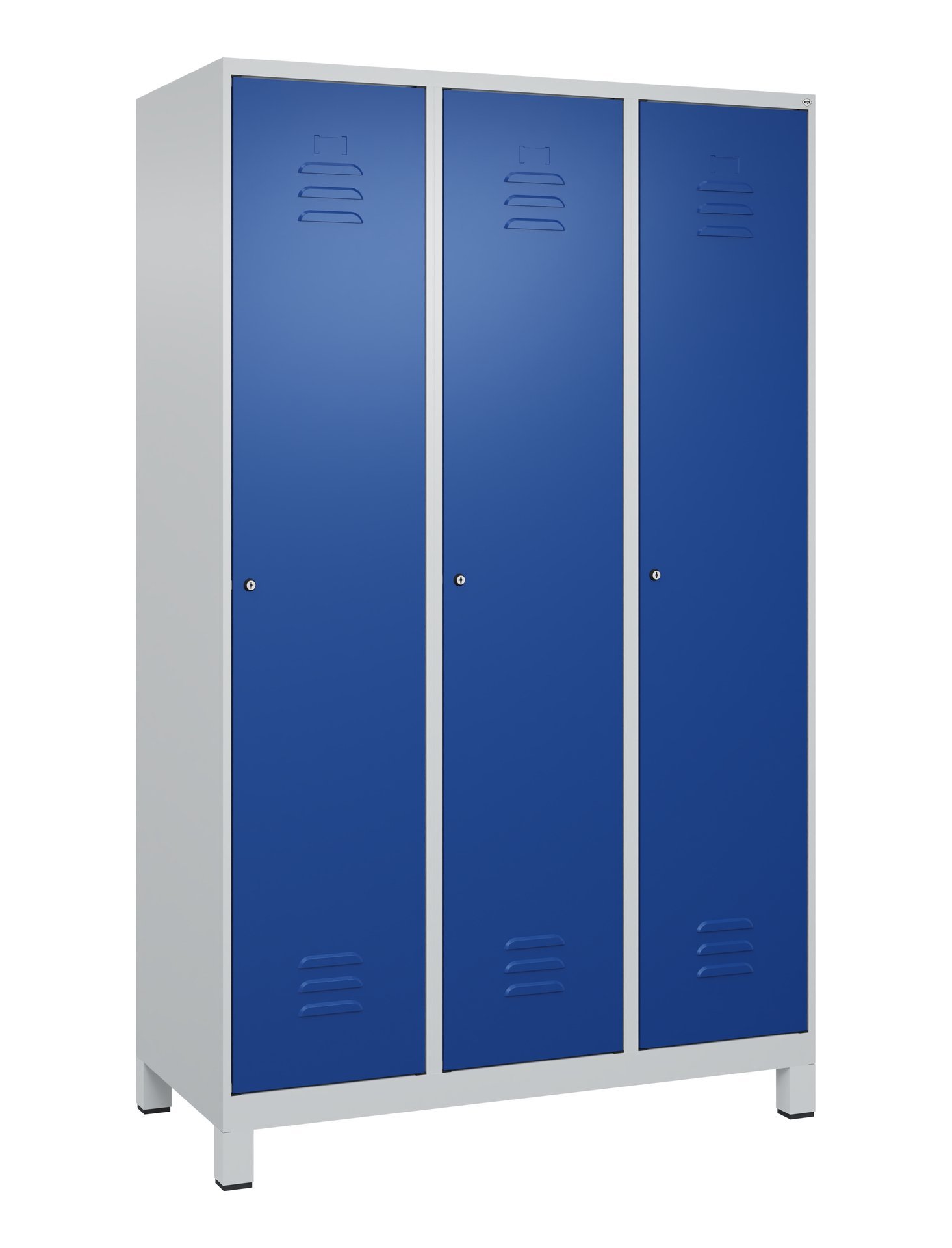 C+P Spind Classic PLUS, Füße, 3 Abteile, 1950x1200x500mm, 7035/5010 Produktbild img2 L