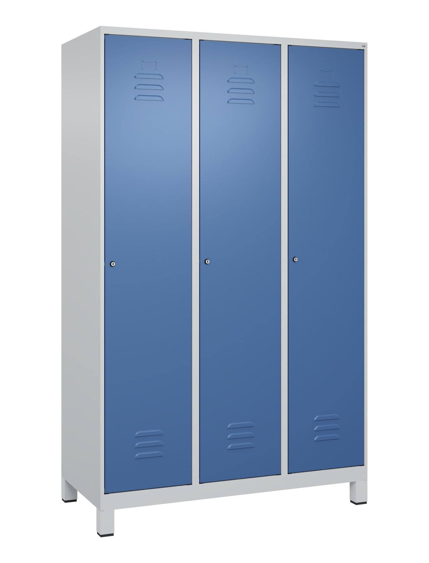 C+P Spind Classic PLUS, Füße, 3 Abteile, 1950x1200x500mm, 7035/5023 Produktbild img2 L