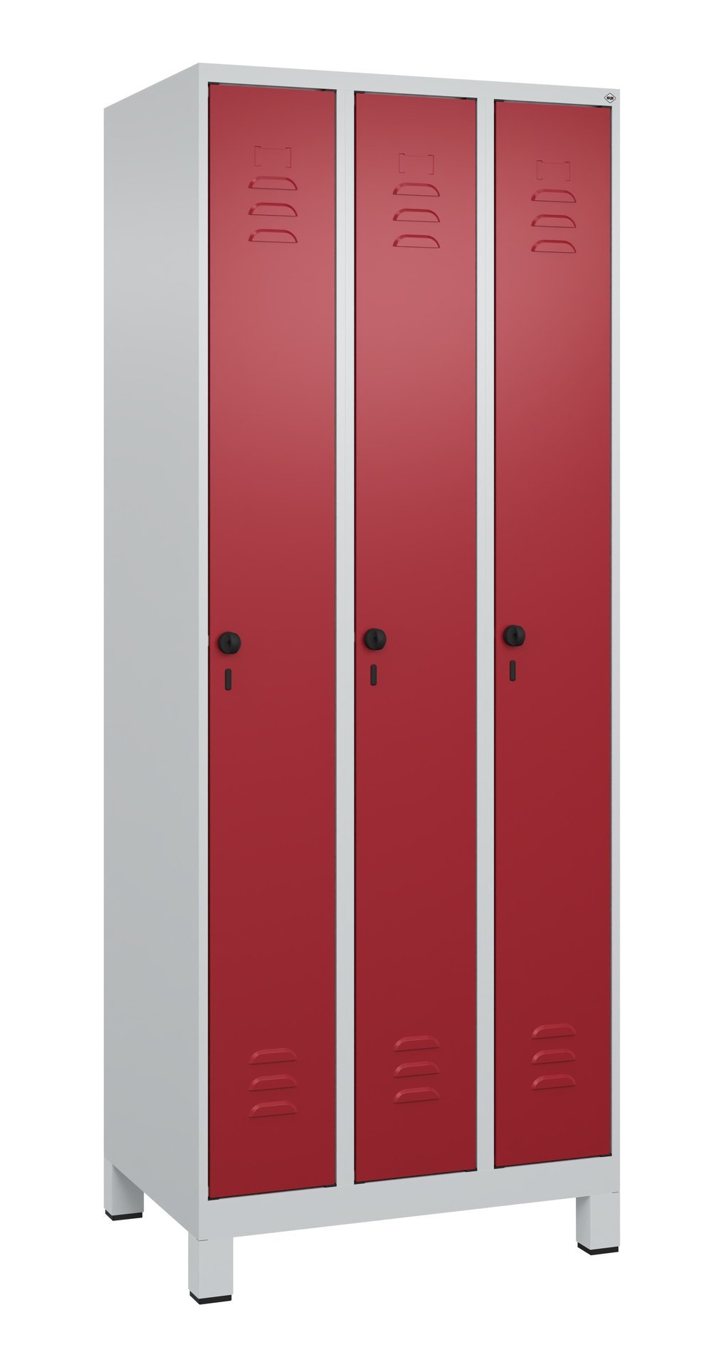 C+P Spind Classic PLUS, Füße, 3 Abteile, 1950x750x500mm, 7035/3003 Produktbild img3 L