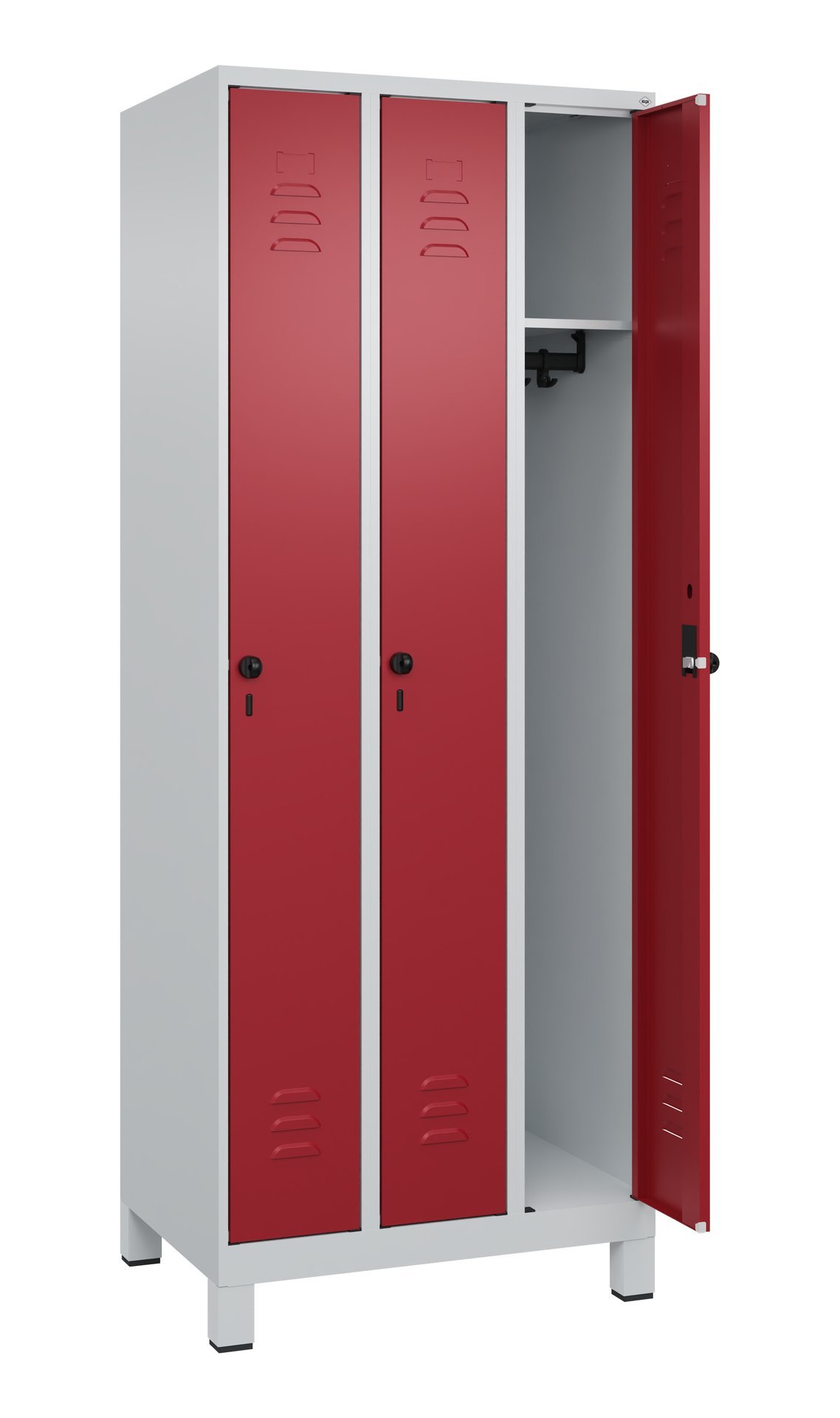 C+P Spind Classic PLUS, Füße, 3 Abteile, 1950x750x500mm, 7035/3003 Produktbild img2 L