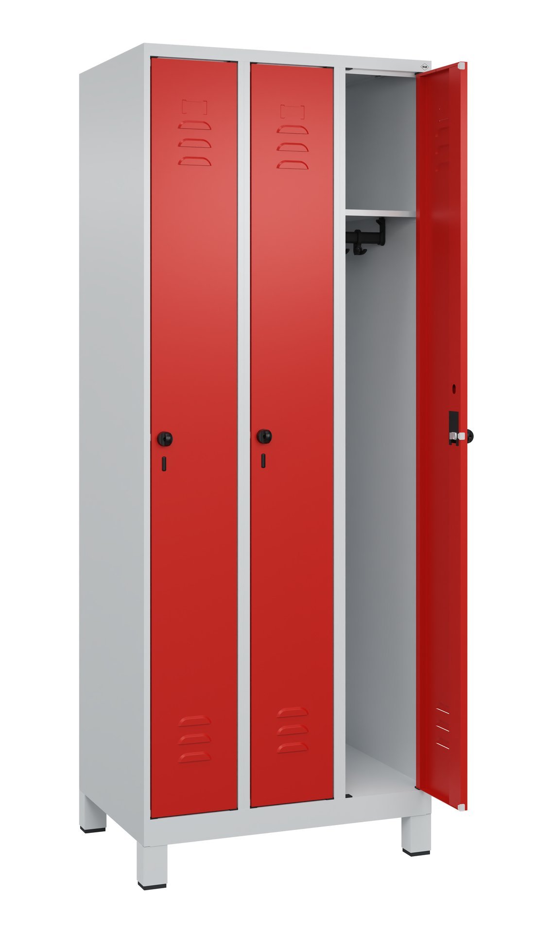 C+P Spind Classic PLUS, Füße, 3 Abteile, 1950x750x500mm, 7035/3020 Produktbild img1 L