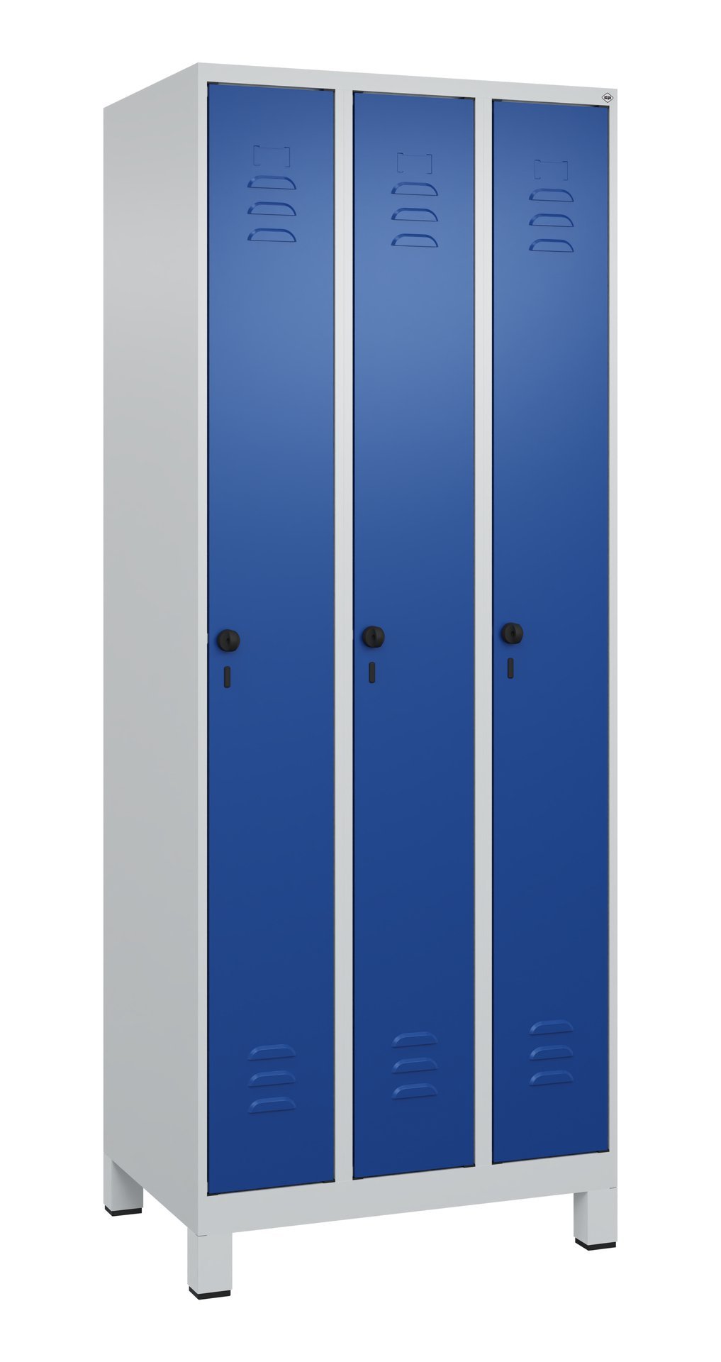 C+P Spind Classic PLUS, Füße, 3 Abteile, 1950x750x500mm, 7035/5010 Produktbild img3 L