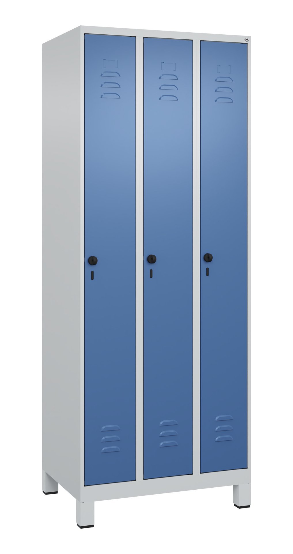 C+P Spind Classic PLUS, Füße, 3 Abteile, 1950x750x500mm, 7035/5023 Produktbild img3 L