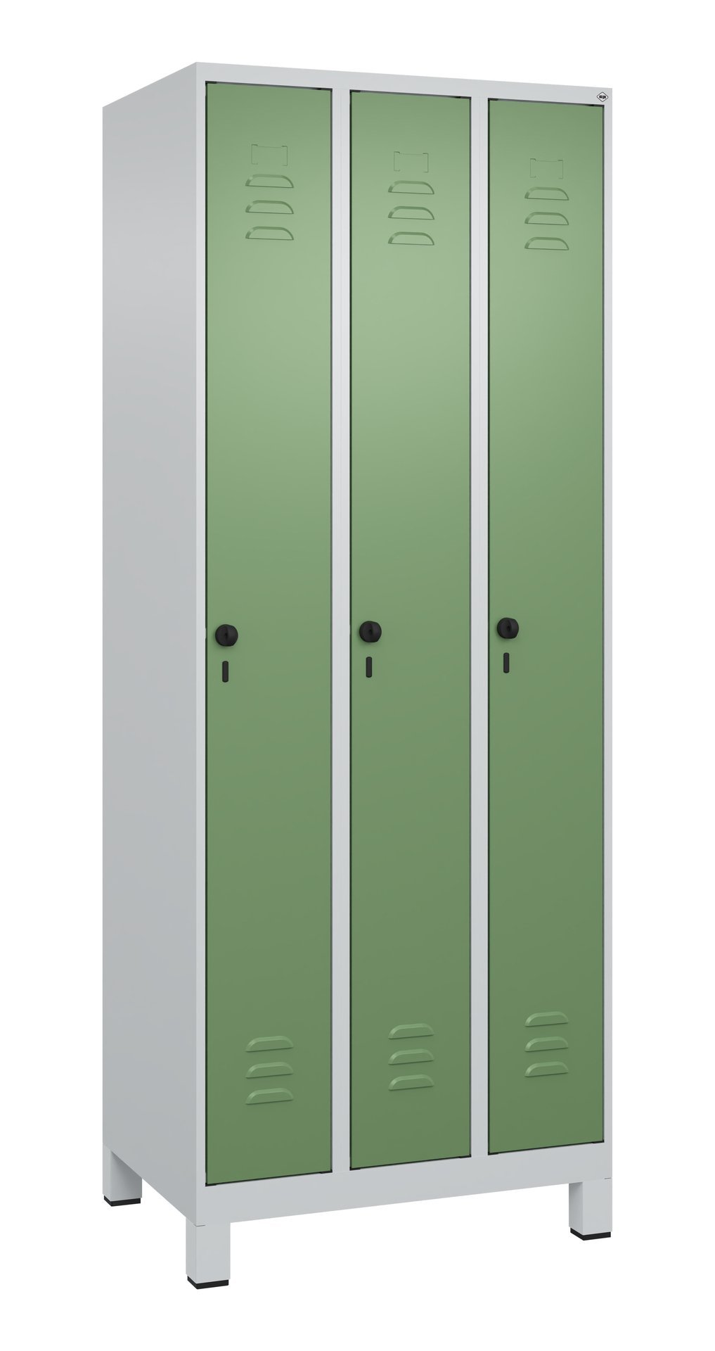 C+P Spind Classic PLUS, Füße, 3 Abteile, 1950x750x500mm, 7035/6011 Produktbild img2 L