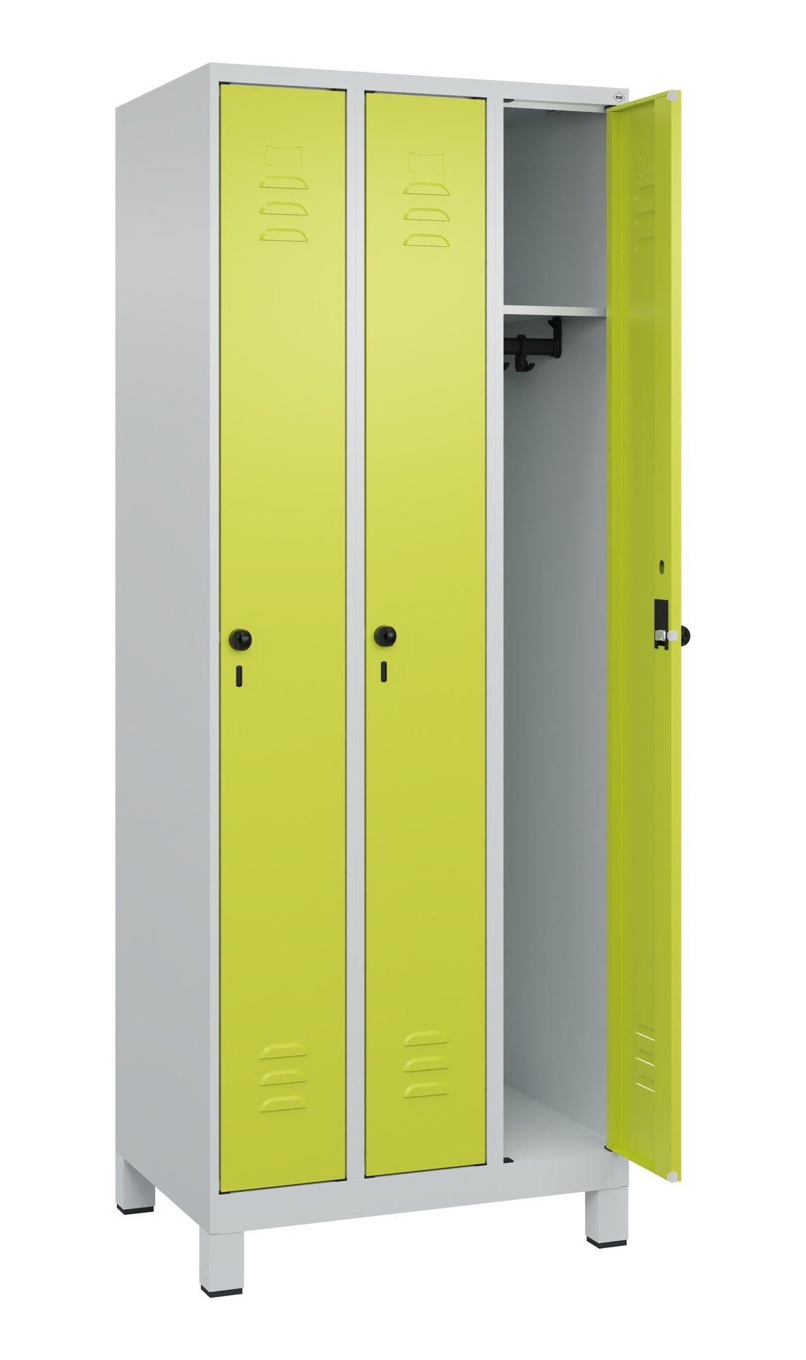 C+P Spind Classic PLUS, Füße, 3 Abteile, 1950x750x500mm, 7035/0024 Produktbild img1 L
