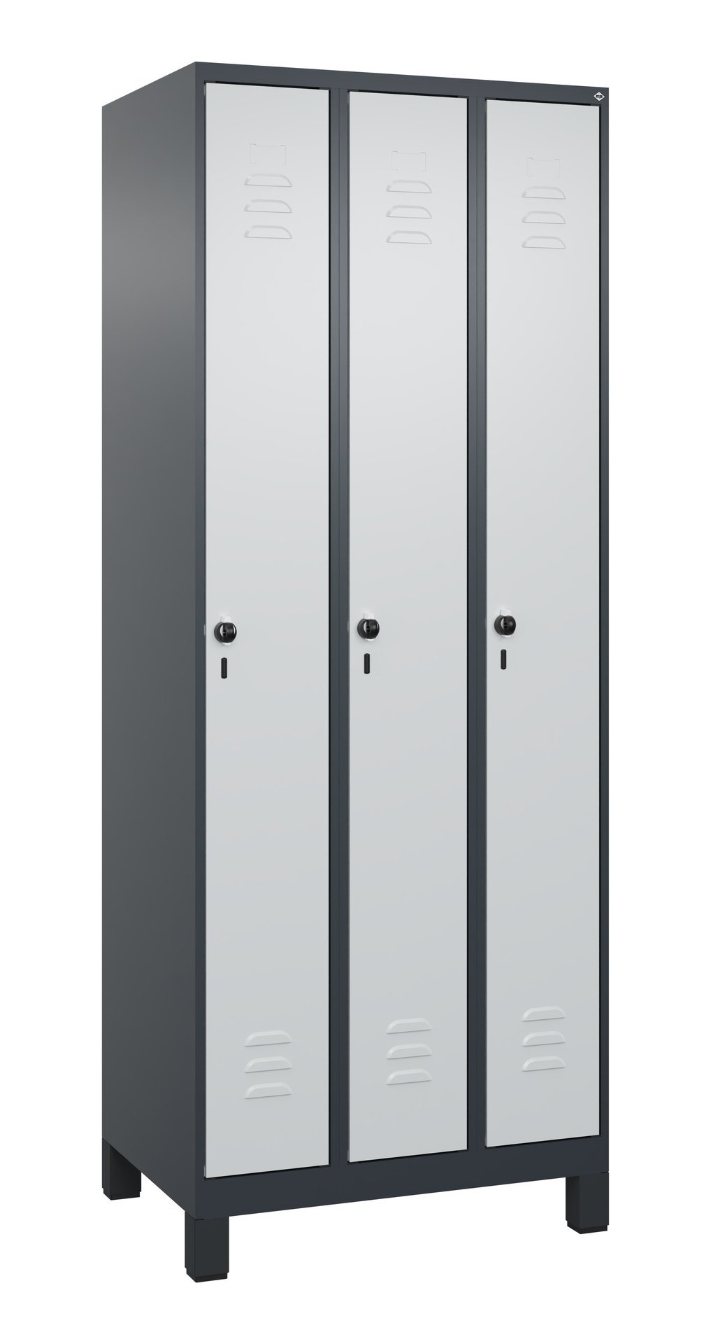 C+P Spind Classic PLUS, Füße, 3 Abteile, 1950x750x500mm, 7016/7035 Produktbild img2 L