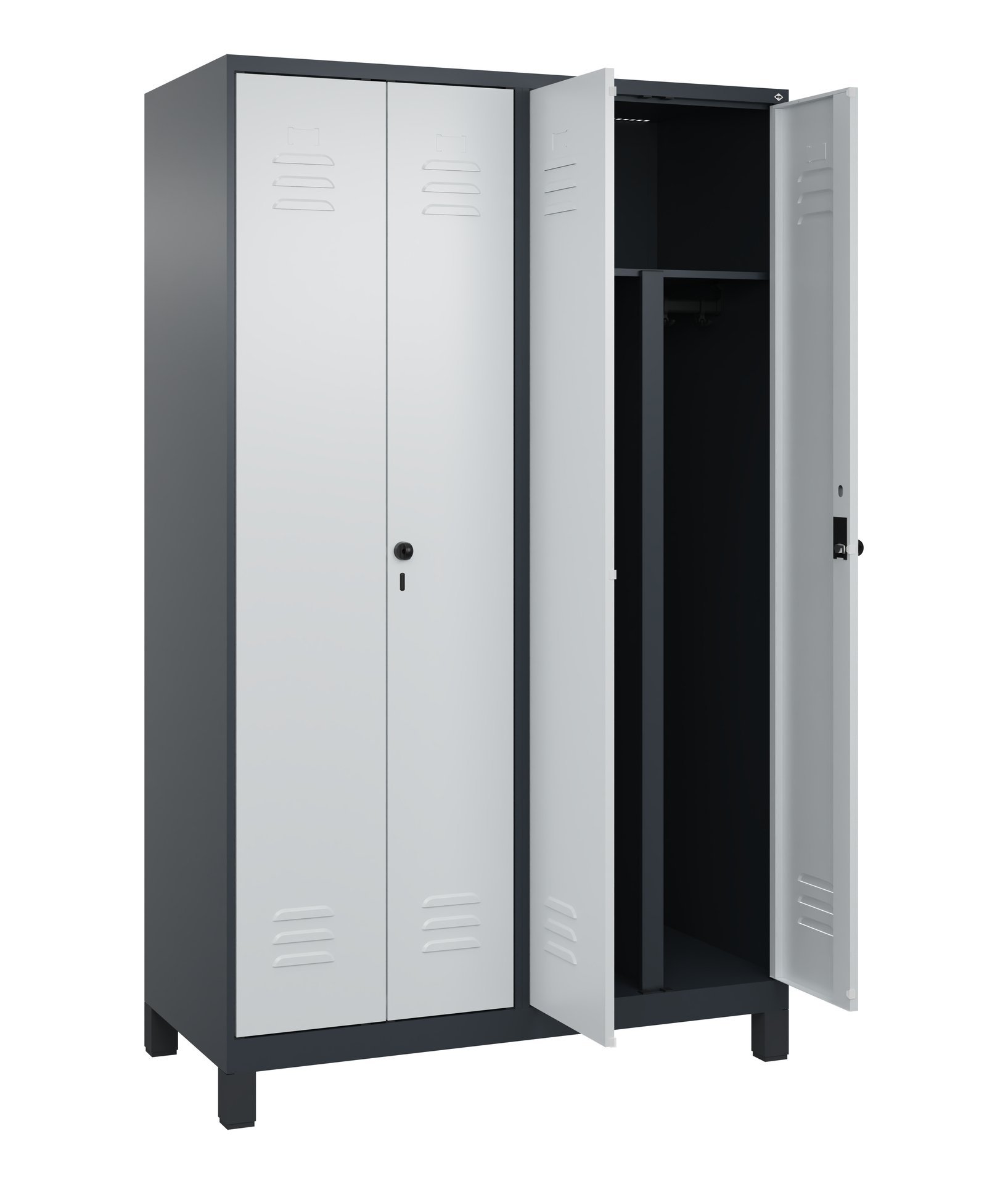 C+P PSA Doppel-Spind Classic PLUS, Füße, 4 Abteile, 1950x1200x500mm, 7016/7035 Produktbild img1 L
