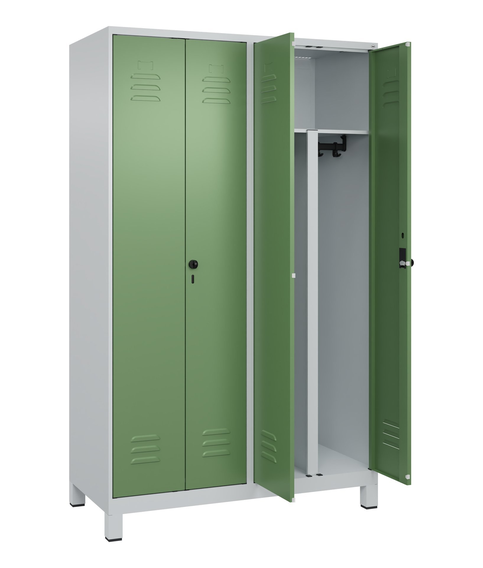 C+P PSA Doppel-Spind Classic PLUS, Füße, 4 Abteile, 1950x1200x500mm, 7035/6011 Produktbild img1 L