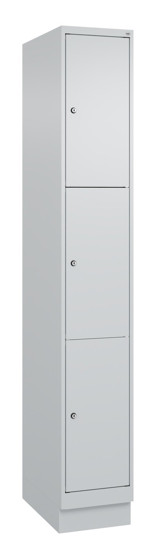 C+P Schließfachschrank Classic PLUS, Sockel, 3 Fächer, 1950x300x500mm, 7035/7035 Produktbild img2 L