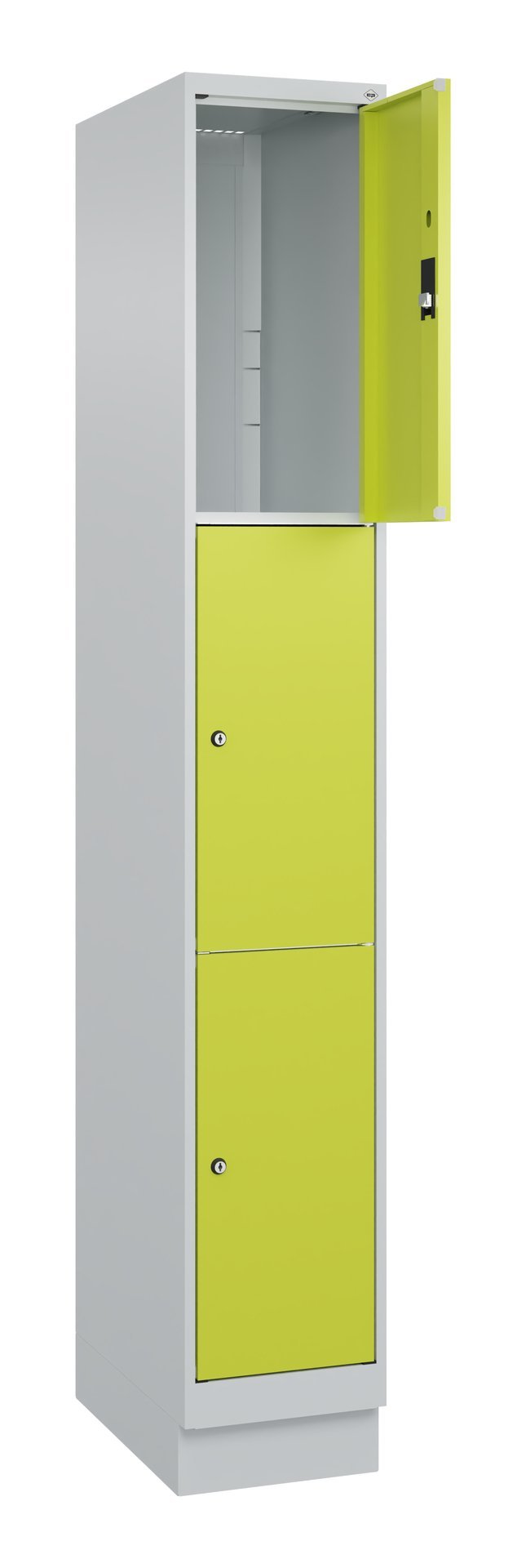 C+P Schließfachschrank Classic PLUS, Sockel, 3 Fächer, 1950x300x500mm, 7035/0024 Produktbild img1 L