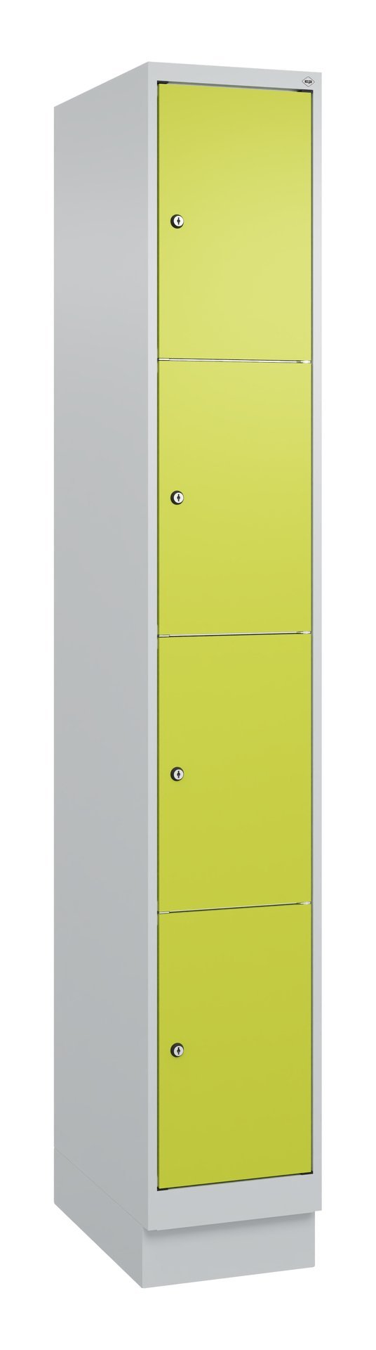 C+P Schließfachschrank Classic PLUS, Sockel, 4 Fächer, 1950x300x500mm, 7035/0024 Produktbild img2 L