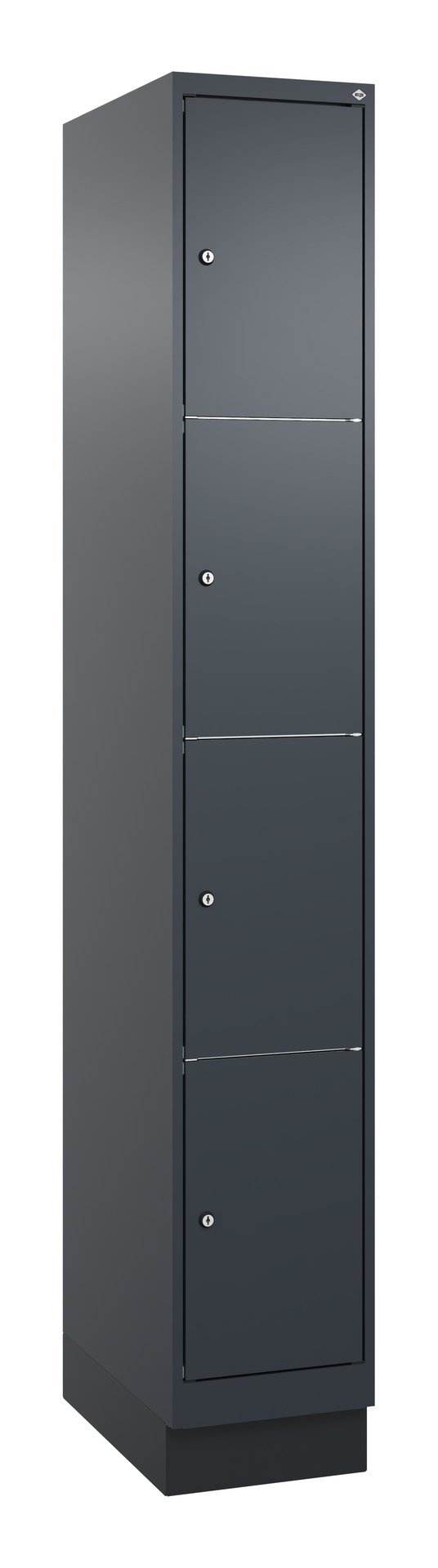 C+P Schließfachschrank Classic PLUS, Sockel, 4 Fächer, 1950x300x500mm, 7016/7016 Produktbild img2 L